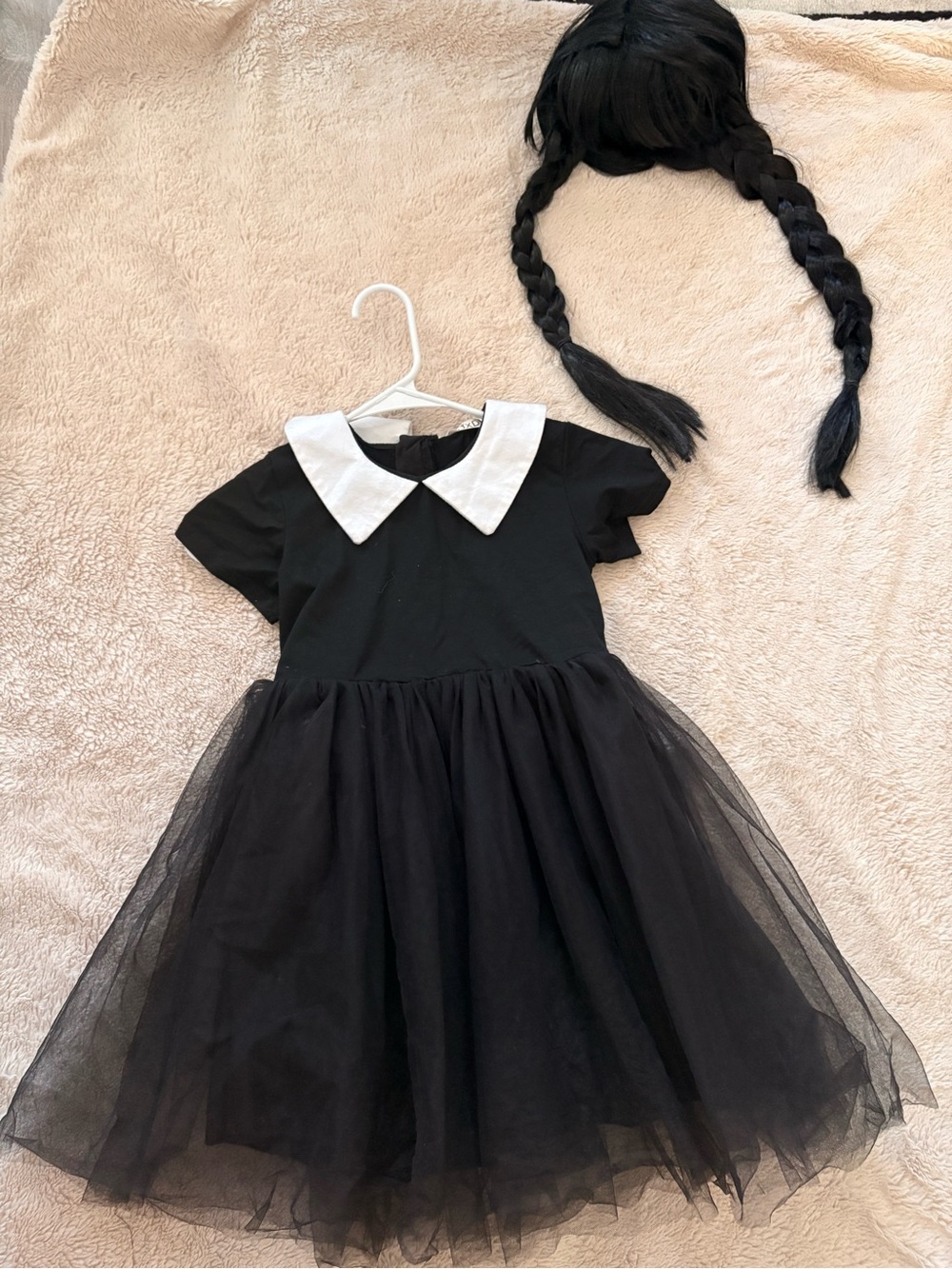 SHEIN Black Tulle Dress with White Peter Pan Collar